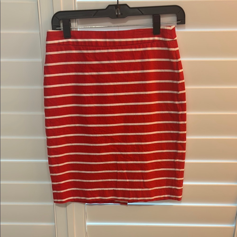 Banana Republic Red and White Striped Pencil Skirt